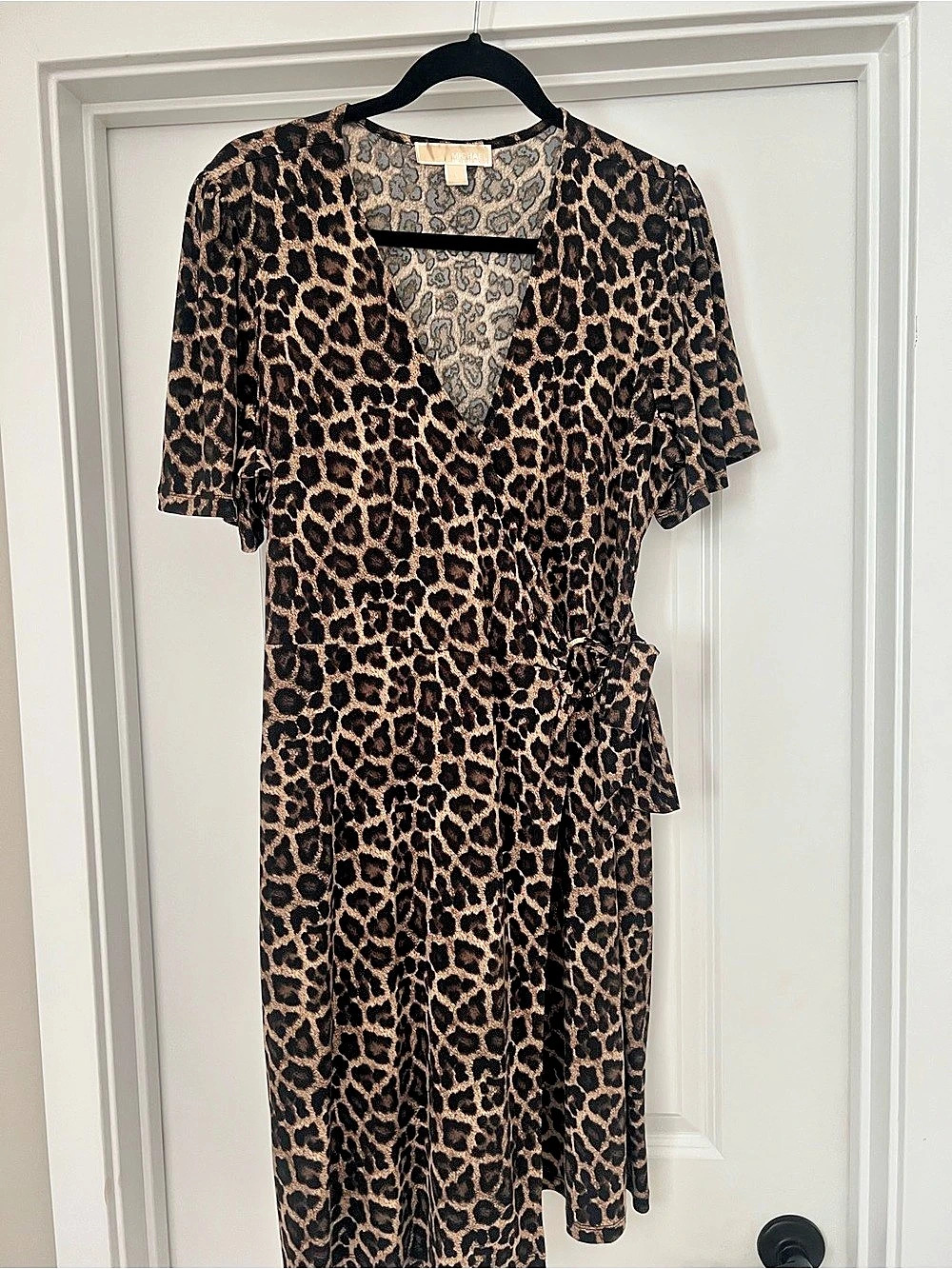 Michael Kors Leopard Midi Dress Size Large Like New